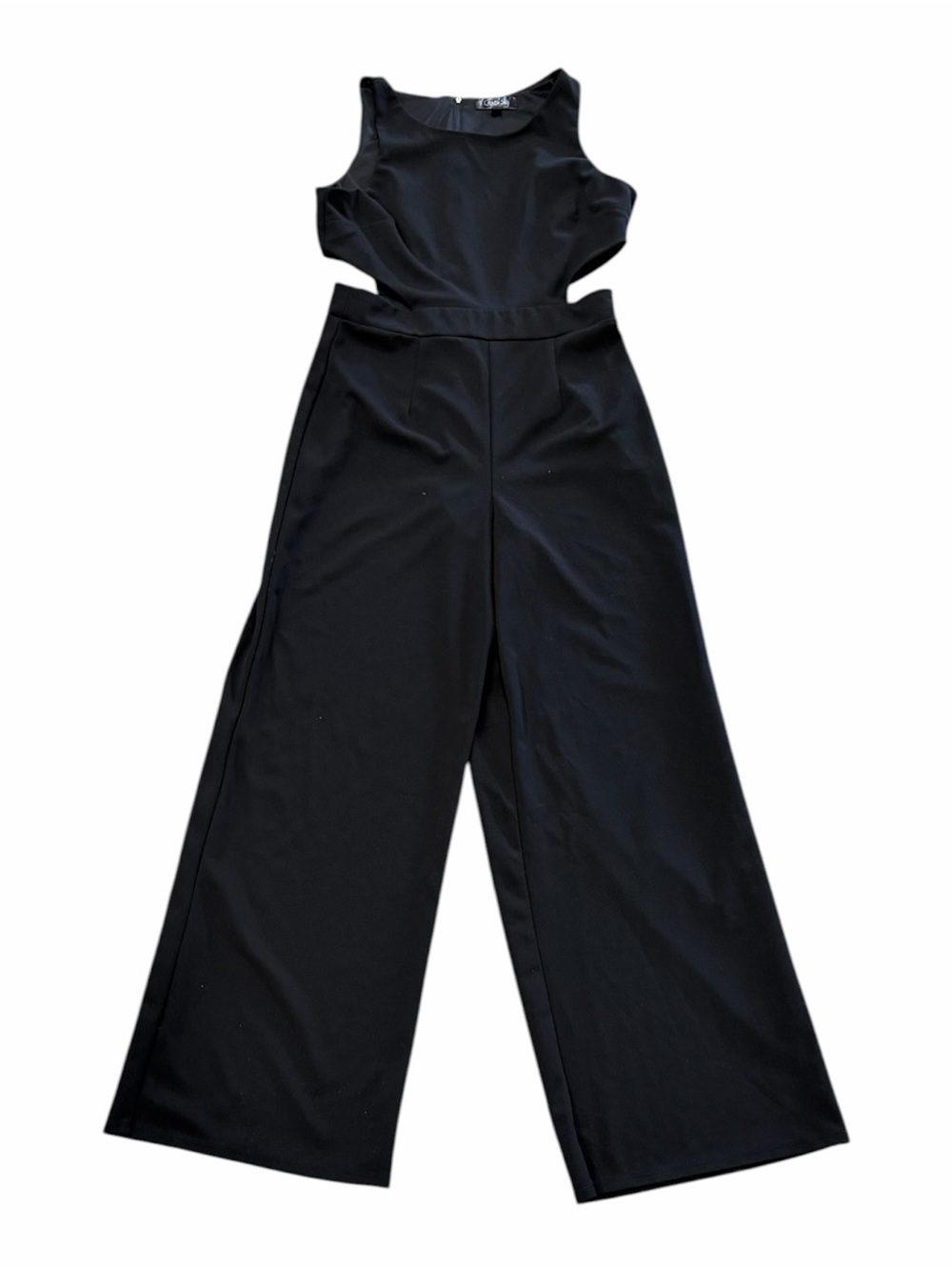 Crystal Sky Black Wide-Leg Side Cutout Jumpsuit L